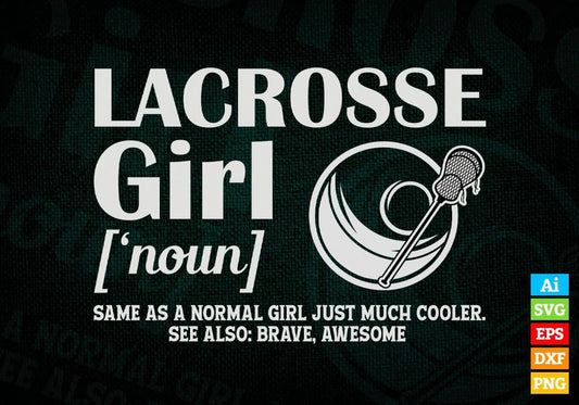 Lacrosse Girl Editable Vector T-shirt Design in Ai Svg Png Files