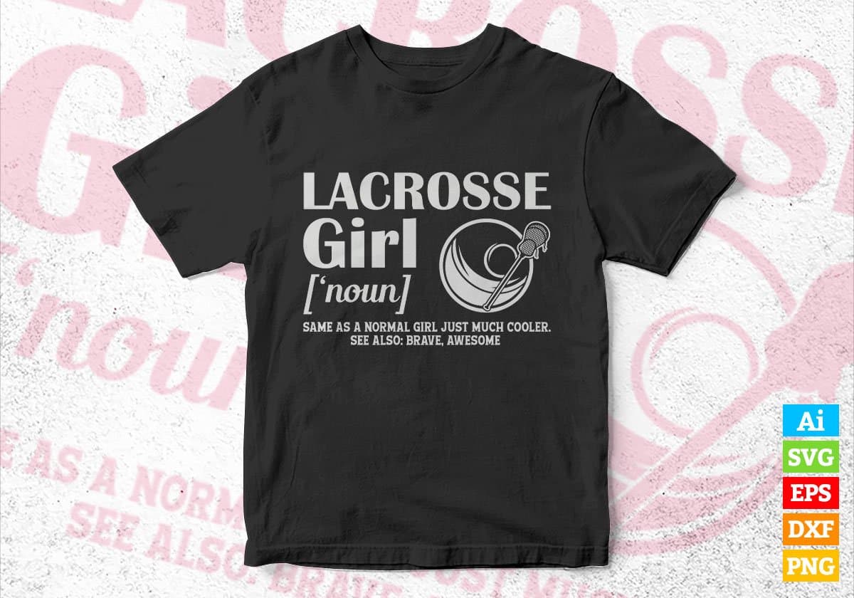 Lacrosse Girl Editable Vector T-shirt Design in Ai Svg Png Files