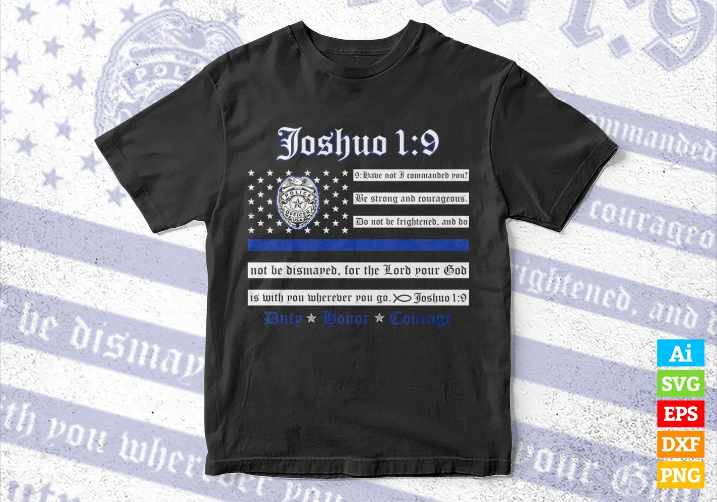 Law Enforcement Police Themed Blue Line USA Flag Editable Vector T shirt Design in Ai Png Svg Files.