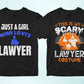 Lawyer 25 Editable T-shirt Designs Bundle