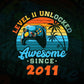 Level 11 Unlocked Awesome Since 2011 Video Gamer 11th Birthday Vintage Editable Vector T-shirt Design in Ai Svg Png Files