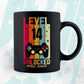 Level 14 Unlocked Official Teenager Video Gamer 14th Birthday Editable Vector T-shirt Designs Png Svg Files