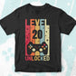 Level 20 Unlocked Video Gamer 20th Birthday Editable Vector T-shirt Designs Png Svg Files