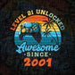 Level 21 Unlocked Awesome Since 2001 Video Gamer 21st Birthday Vintage Editable Vector T-shirt Design in Ai Svg Png Files