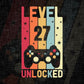 Level 27 Unlocked Video Gamer 27th Birthday Editable Vector T-shirt Designs Png Svg Files
