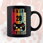 Level 28 Unlocked Video Gamer 28th Birthday Editable Vector T-shirt Designs Png Svg Files