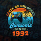 Level 30 Unlocked Awesome Since 1992 Video Gamer 30th Birthday Vintage Editable Vector T-shirt Design in Ai Svg Png Files