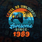 Level 33rd Unlocked Awesome Since 1989 Video Gamer 33rd Birthday Vintage Editable Vector T-shirt Design in Ai Svg Png Files