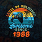 Level 34 Unlocked Awesome Since 1988 Video Gamer 34th Birthday Vintage Editable Vector T-shirt Design in Ai Svg Png Files