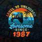 Level 35 Unlocked Awesome Since 1987 Video Gamer 35th Birthday Vintage Editable Vector T-shirt Design in Ai Svg Png Files