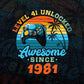 Level 41 Unlocked Awesome Since 1981 Video Gamer 41st Birthday Vintage Editable Vector T-shirt Design in Ai Svg Png Files