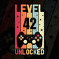 Level 42 Unlocked Video Gamer 42nd Birthday Editable Vector T-shirt Designs Png Svg Files
