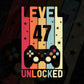 Level 47 Unlocked Video Gamer 47th Birthday Editable Vector T-shirt Designs Png Svg Files