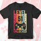 Level 51 Unlocked Video Gamer 51st Birthday Editable Vector T-shirt Designs Png Svg Files