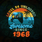 Level 54 Unlocked Awesome Since 1968 Video Gamer 54th Birthday Vintage Editable Vector T-shirt Design in Ai Svg Png Files