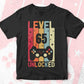 Level 65 Unlocked Video Gamer 65th Birthday Editable Vector T-shirt Designs Png Svg Files