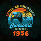 Level 66 Unlocked Awesome Since 1956 Video Gamer 66th Birthday Vintage Editable Vector T-shirt Design in Ai Svg Png Files