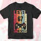 Level 67 Unlocked Video Gamer 67th Birthday Editable Vector T-shirt Designs Png Svg Files