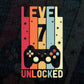 Level 7 Unlocked Video Gamer 7th Birthday Editable Vector T-shirt Designs Png Svg Files