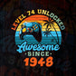 Level 74 Unlocked Awesome Since 1948 Video Gamer 74th Birthday Vintage Editable Vector T-shirt Design in Ai Svg Png Files