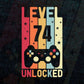 Level 74 Unlocked Video Gamer 74th Birthday Editable Vector T-shirt Designs Png Svg Files