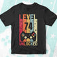 Level 74 Unlocked Video Gamer 74th Birthday Editable Vector T-shirt Designs Png Svg Files