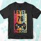 Level 76 Unlocked Video Gamer 76th Birthday Editable Vector T-shirt Designs Png Svg Files