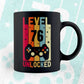 Level 76 Unlocked Video Gamer 76th Birthday Editable Vector T-shirt Designs Png Svg Files