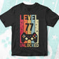 Level 77 Unlocked Video Gamer 77th Birthday Editable Vector T-shirt Designs Png Svg Files