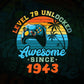 Level 79 Unlocked Awesome Since 1943 Video Gamer 79th Birthday Vintage Editable Vector T-shirt Design in Ai Svg Png Files