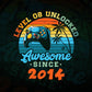 Level 8 Unlocked Awesome Since 2014 Video Gamer 8th Birthday Vintage Editable Vector T-shirt Design in Ai Svg Png Files