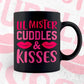 Lil Lister Cuddles & Kisses Valentine's Day Editable Vector T-shirt Design in Ai Svg Png Files