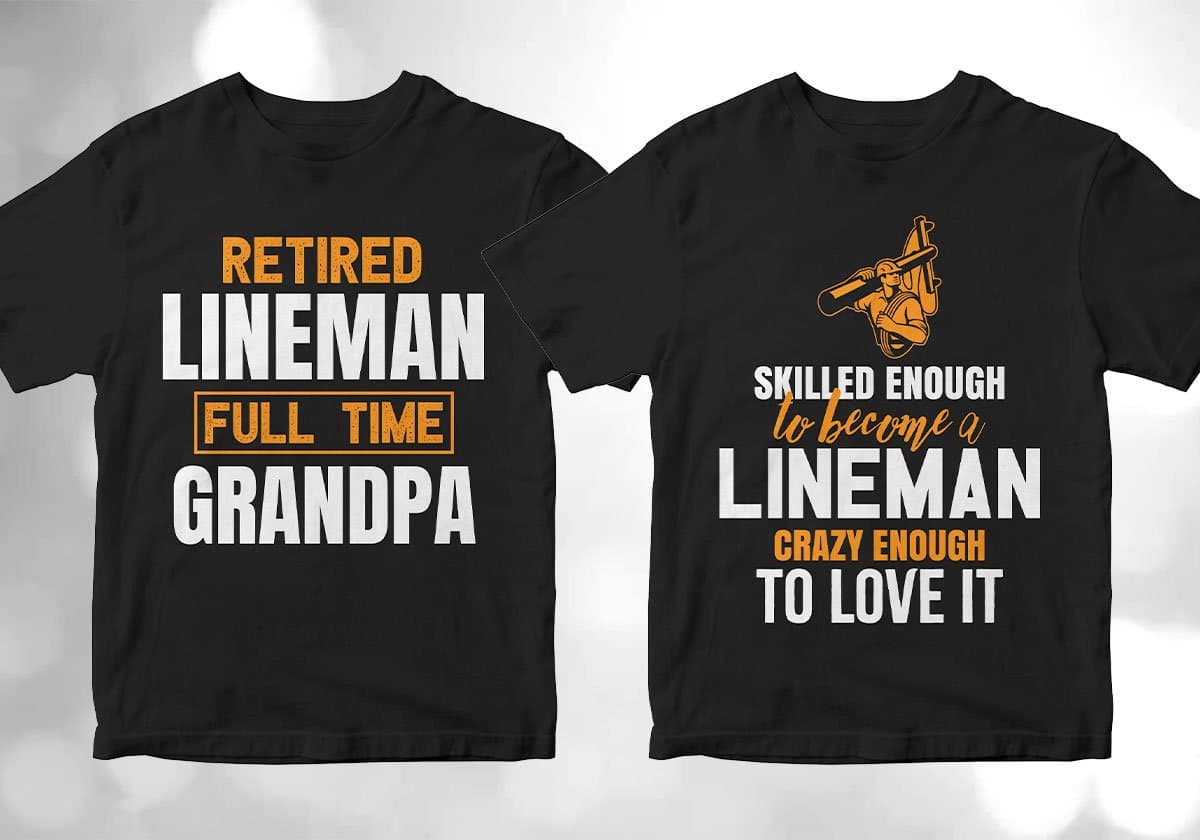 Lineman 25 Editable T-shirt Designs Bundle