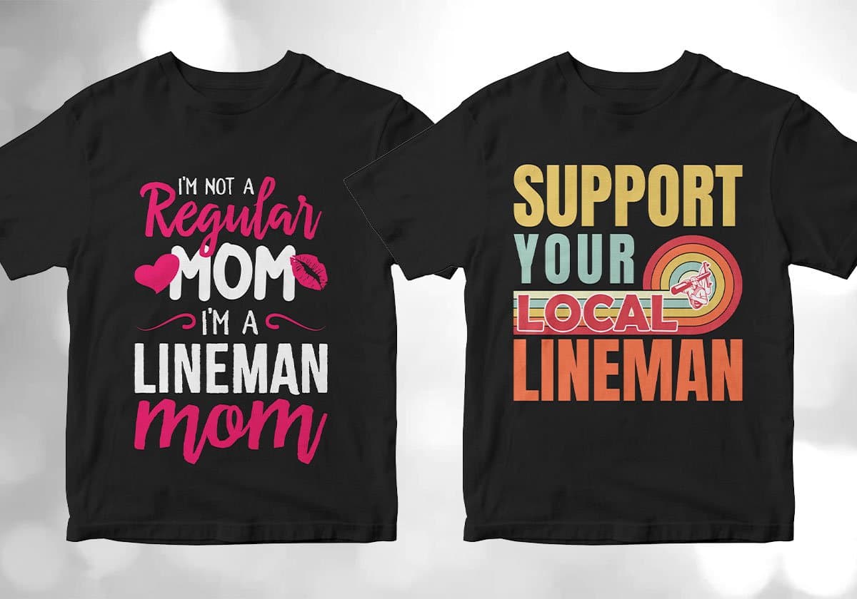 Lineman 25 Editable T-shirt Designs Bundle