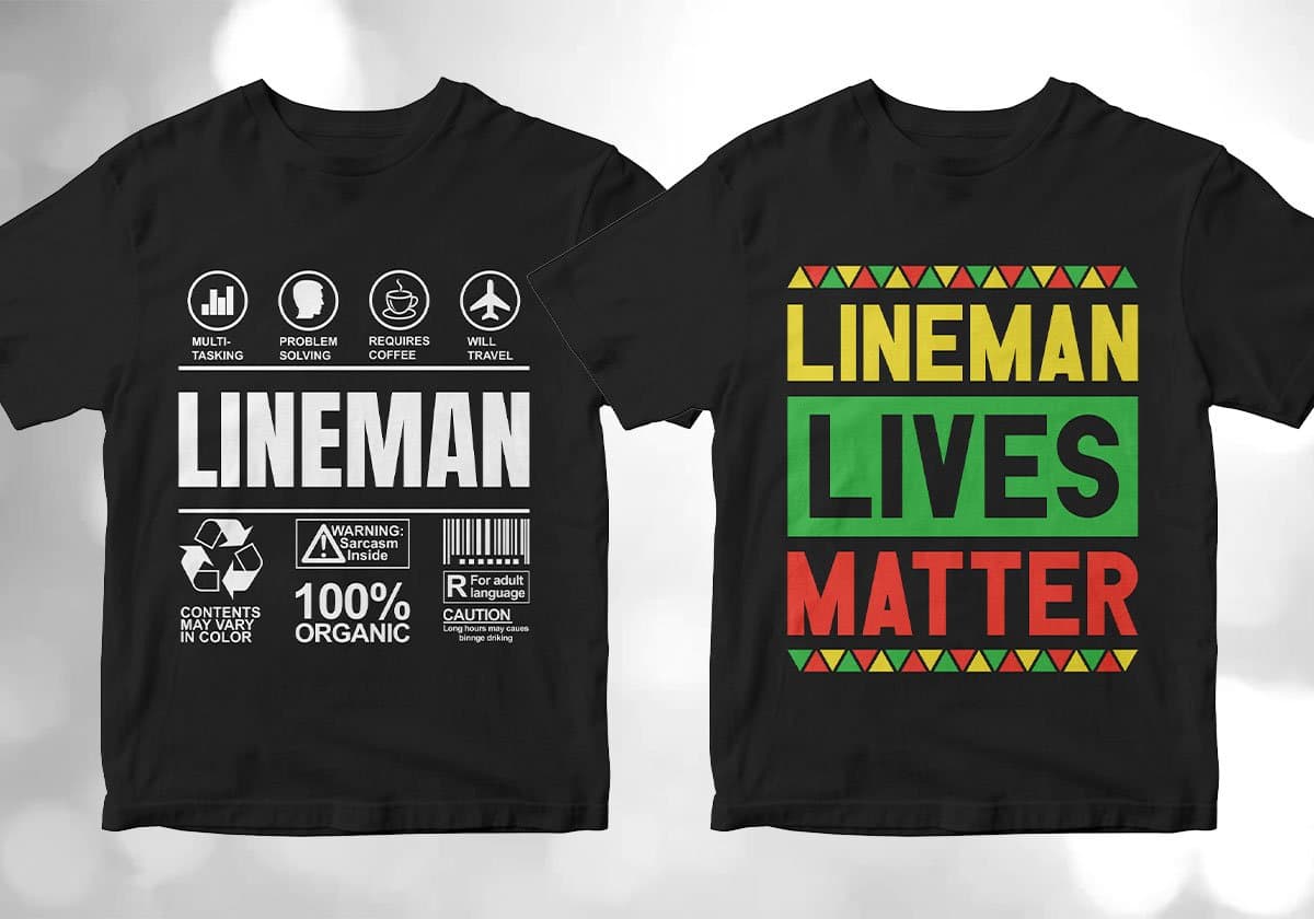 Lineman 25 Editable T-shirt Designs Bundle