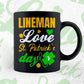 Lineman Love St. Patrick's Day Editable Vector T-shirt Designs Png Svg Files