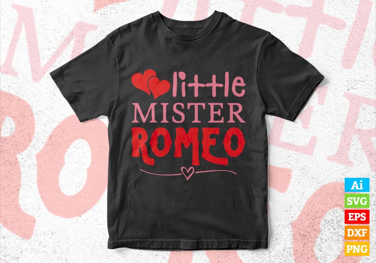 Little Member Romeo Valentine's Day Editable Vector T-shirt Design in Ai Svg Png Files