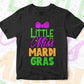 Little Miss Mardi Gras Costume Editable Vector T-shirt Design in Ai Svg Png Files