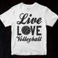 Live Love Volleyball Sports Vector T-shirt Design in Ai Svg Png Files