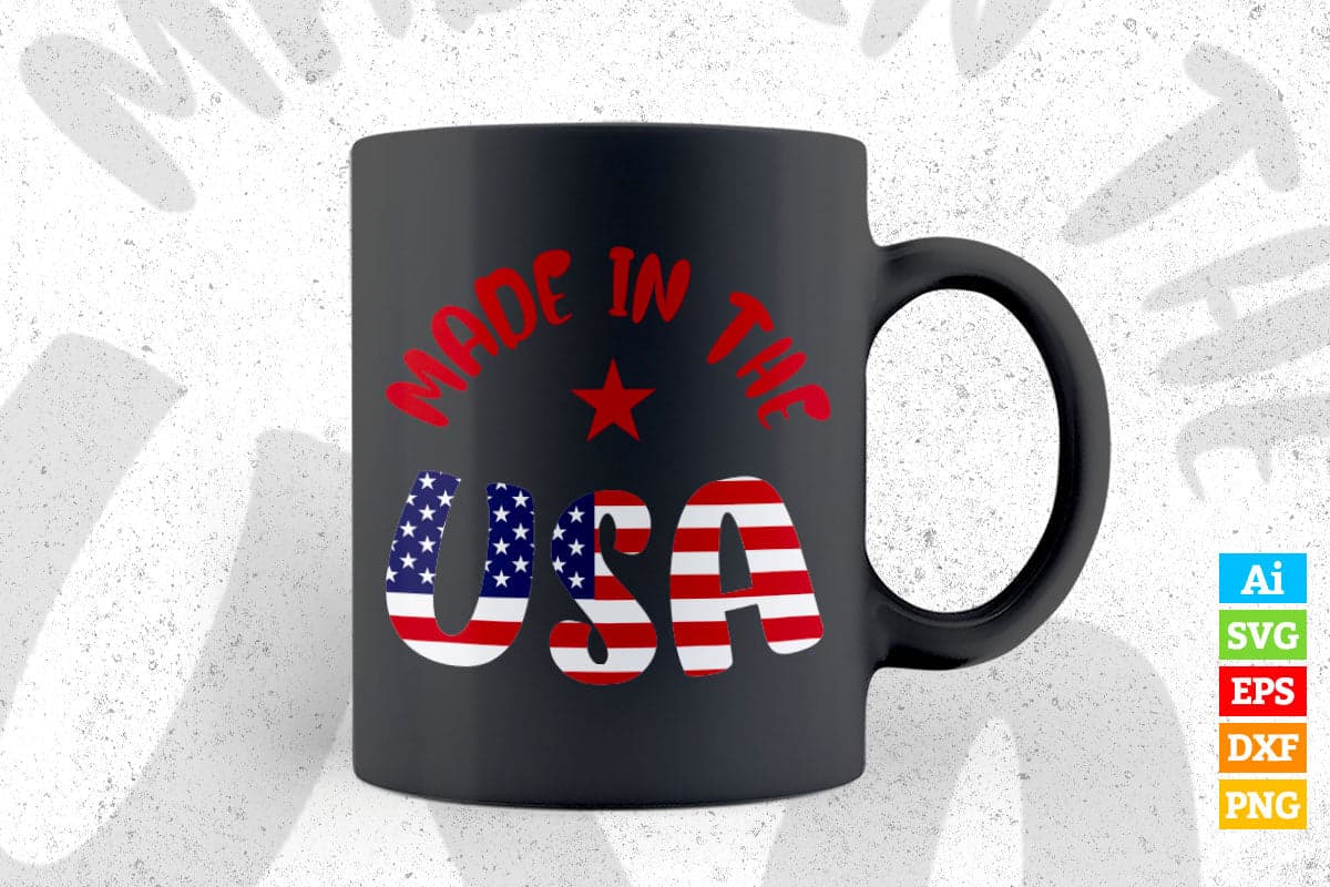 Made in The USA Flag 4th of July Vector T shirt Design in Ai Png Svg Files