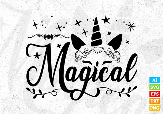 Magical Unicorn T shirt Design In Svg Png Cutting Printable Files