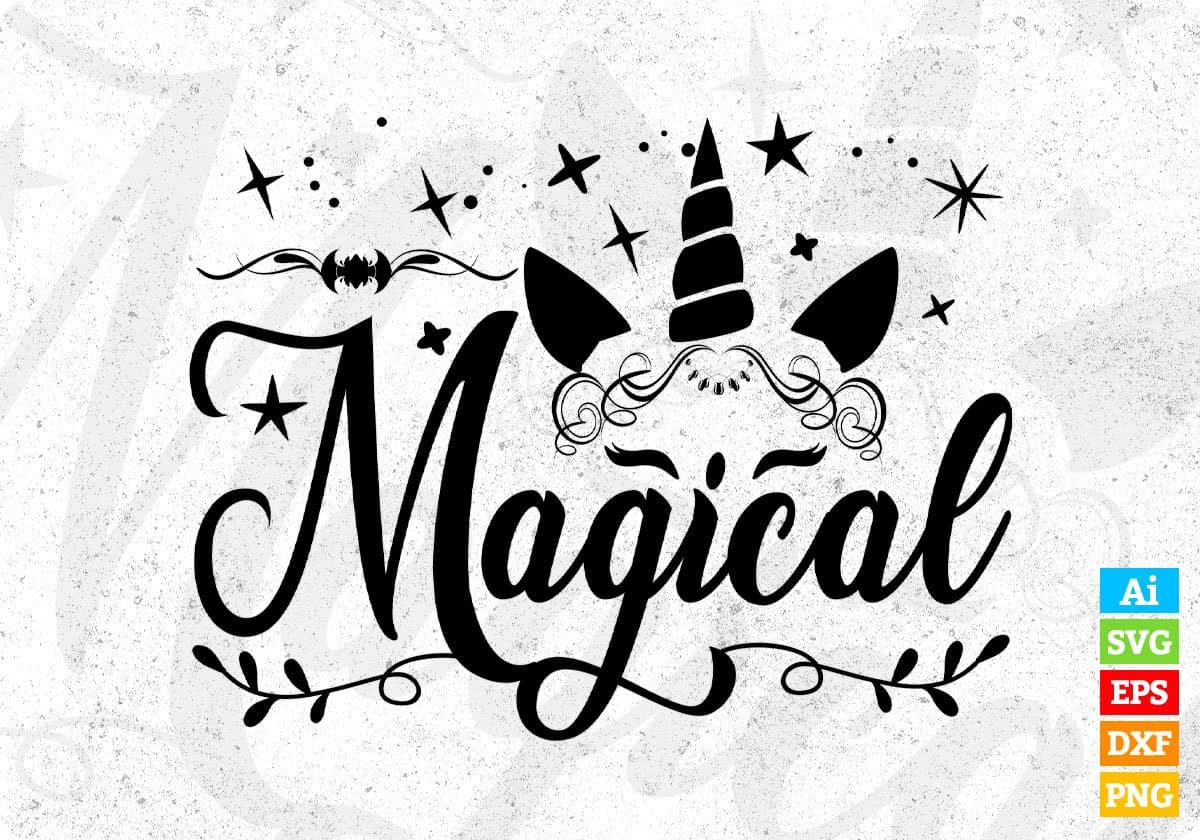 Magical Unicorn T shirt Design In Svg Png Cutting Printable Files