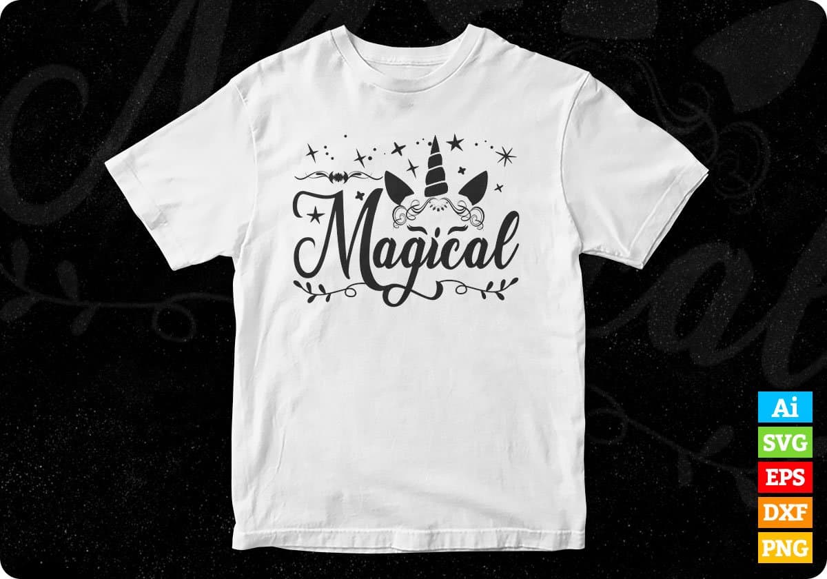 Magical Unicorn T shirt Design In Svg Png Cutting Printable Files