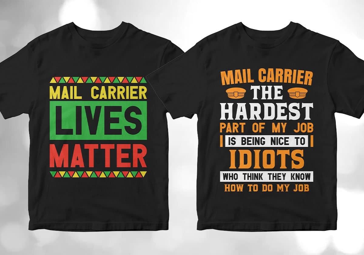 Mail Carrier 25 Editable T-shirt Designs Bundle