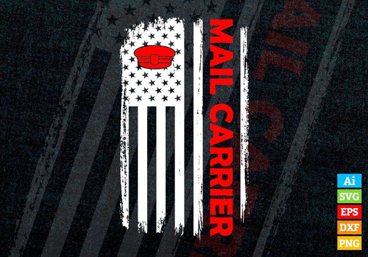 Mail Carrier USA Flag Proud Professions Gift Editable Vector T-shirt Design in Ai Svg Files