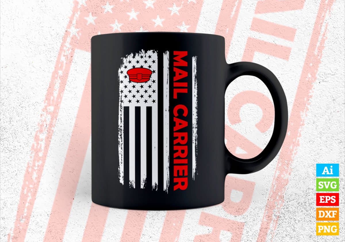 Mail Carrier USA Flag Proud Professions Gift Editable Vector T-shirt Design in Ai Svg Files