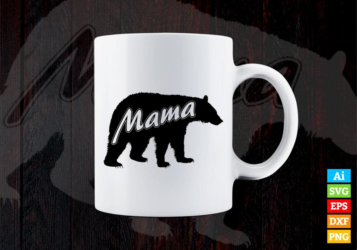 Mama Bear Animal Silhouette T-shirt Design Vector Download