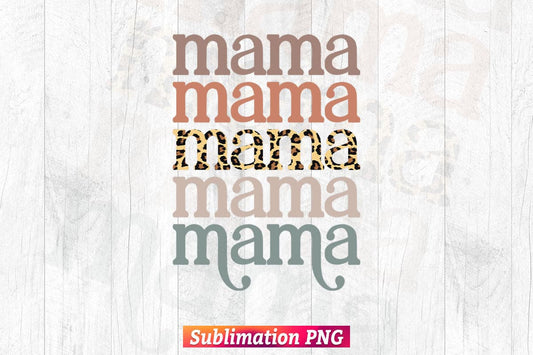 Mama Leopard Colorful Camouflage Mother's Day T shirt Design Png Sublimation Printable Files