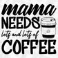 Mama Needs Lots And Lots Of Coffee Mother's Day T shirt Design In Png Svg Cutting Printable Files