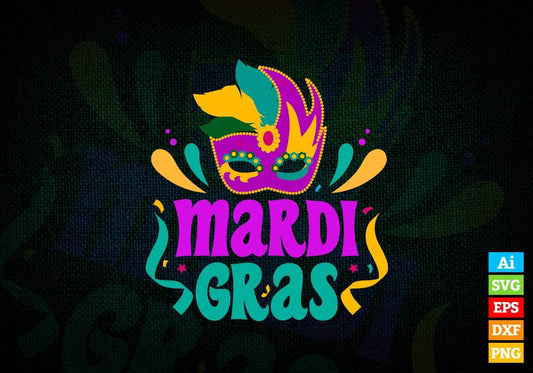 Mardi Gras Party Hat Editable Vector T-shirt Design in Ai Svg Png Files